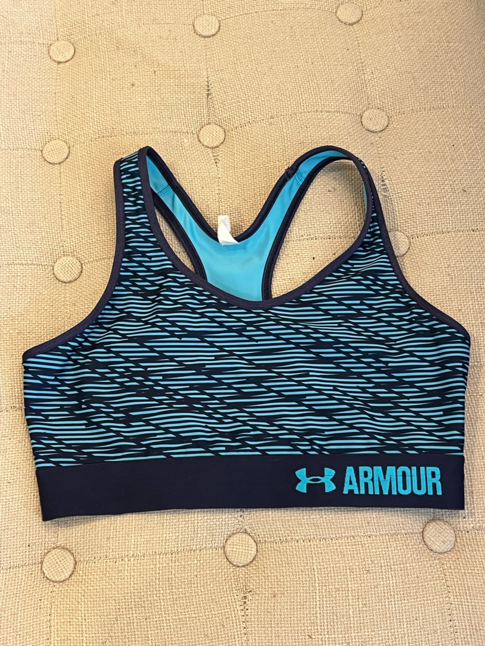 Under Armour Turquoise & Navy Patterned Racerback Sports Bra